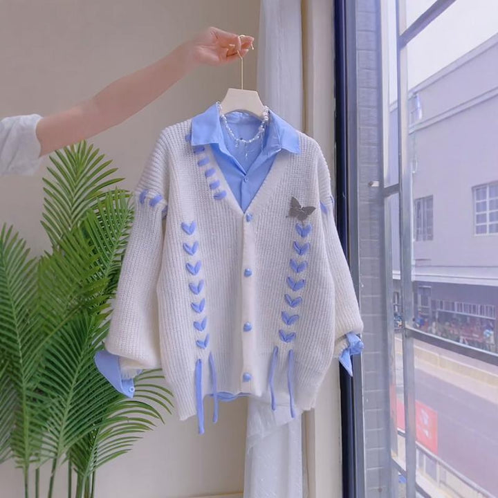 Femme Élégant Cardigan avec Motif de Câble Ludique Chic & Stil