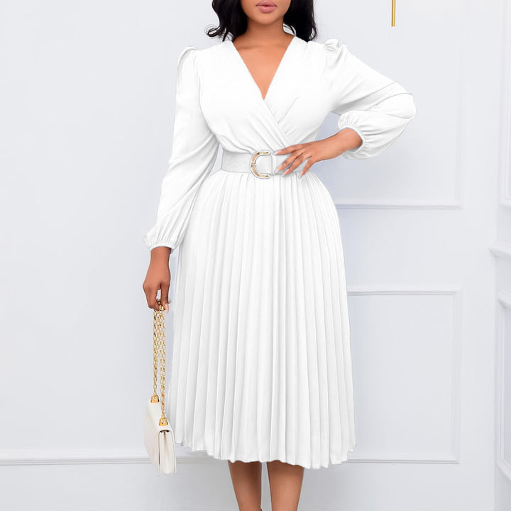 Wrap dress for women with elegant pleats and a fitted belt Lune London