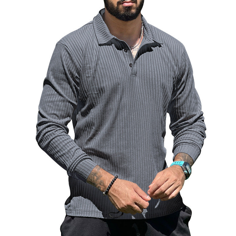 Men's Long Sleeve Polo with structured rib design and classic collar Lune London