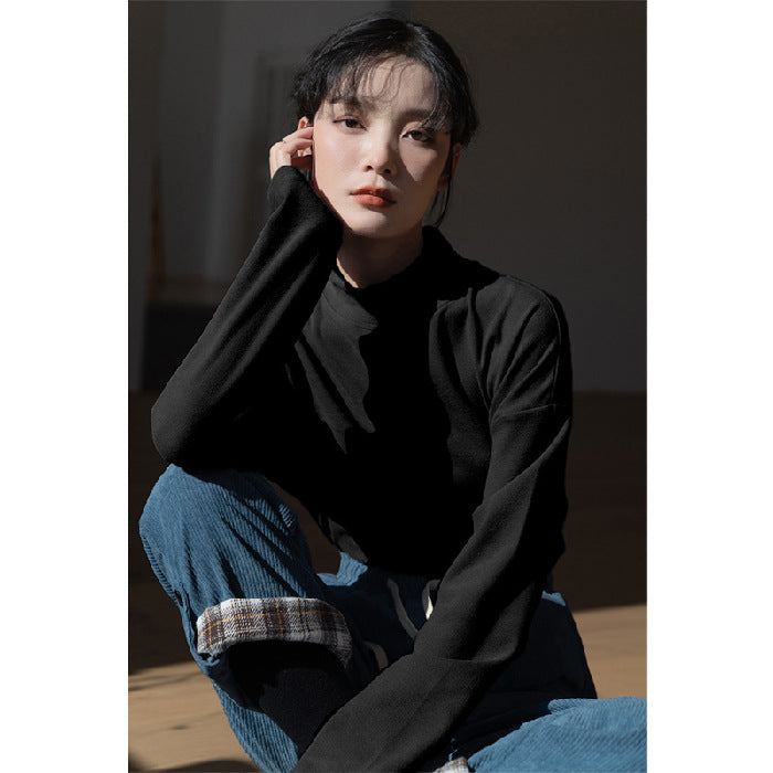 Ladies elegant long sleeve top with high collar Chic & Stil
