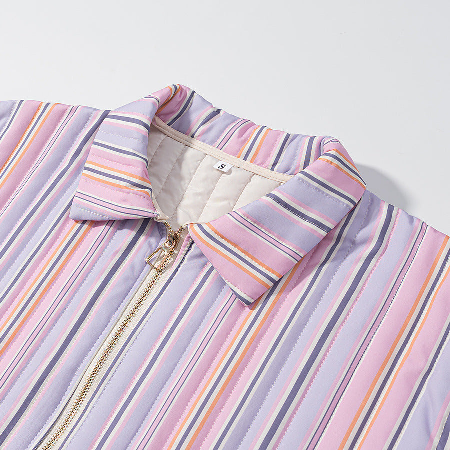 Ladies casual striped transitional cardigan with practical pockets Lune London