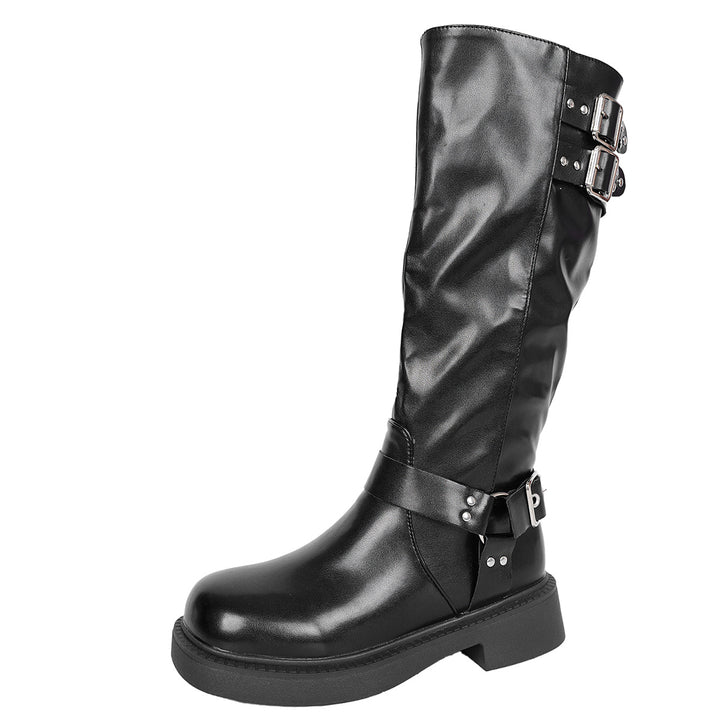 Women's boots with fashionable buckle details and a durable upper material Lune London
