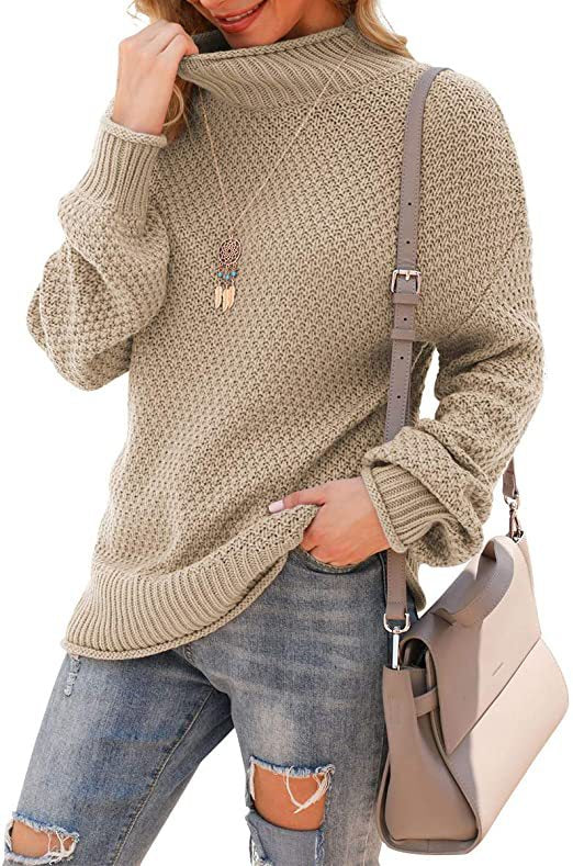 Women's sweater with high collar and structured knit pattern Lune London