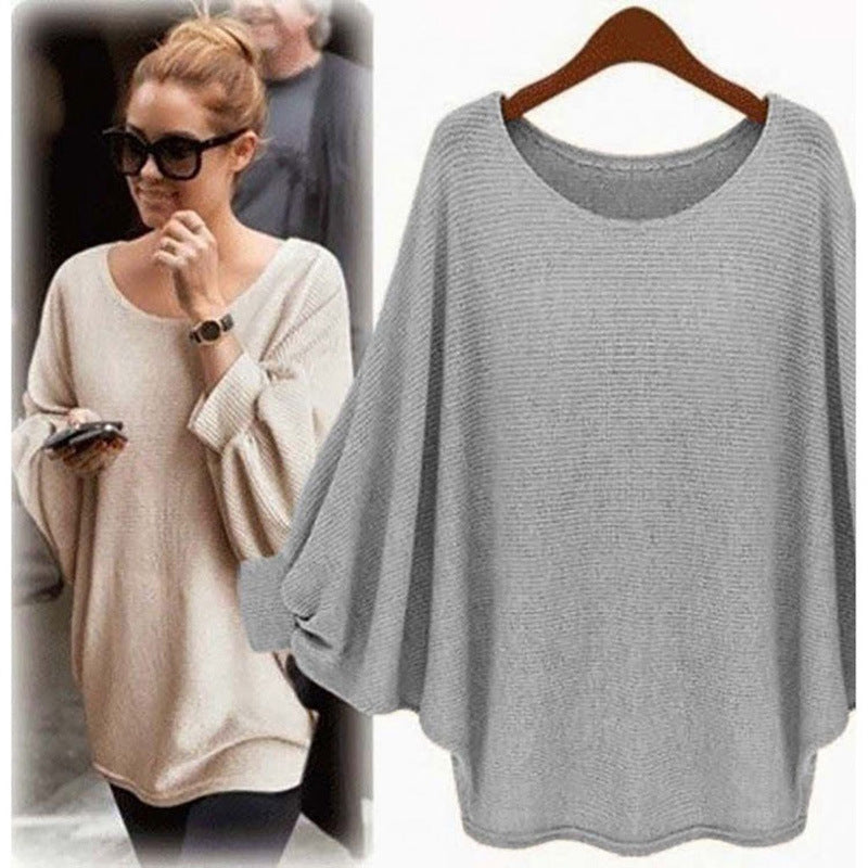 Oversized casual sweater for women with a deep round neckline Lune London