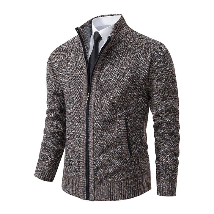 Men's knitted jacket with high collar and elegant zipper Lune London