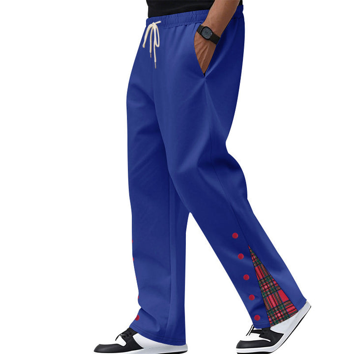 Comfortable casual pants for men with snap buttons on the sides and stylish plaid design Lune London