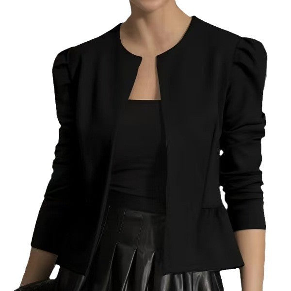 Trendy women's blazer jacket with puff sleeves and a textured design Lune London