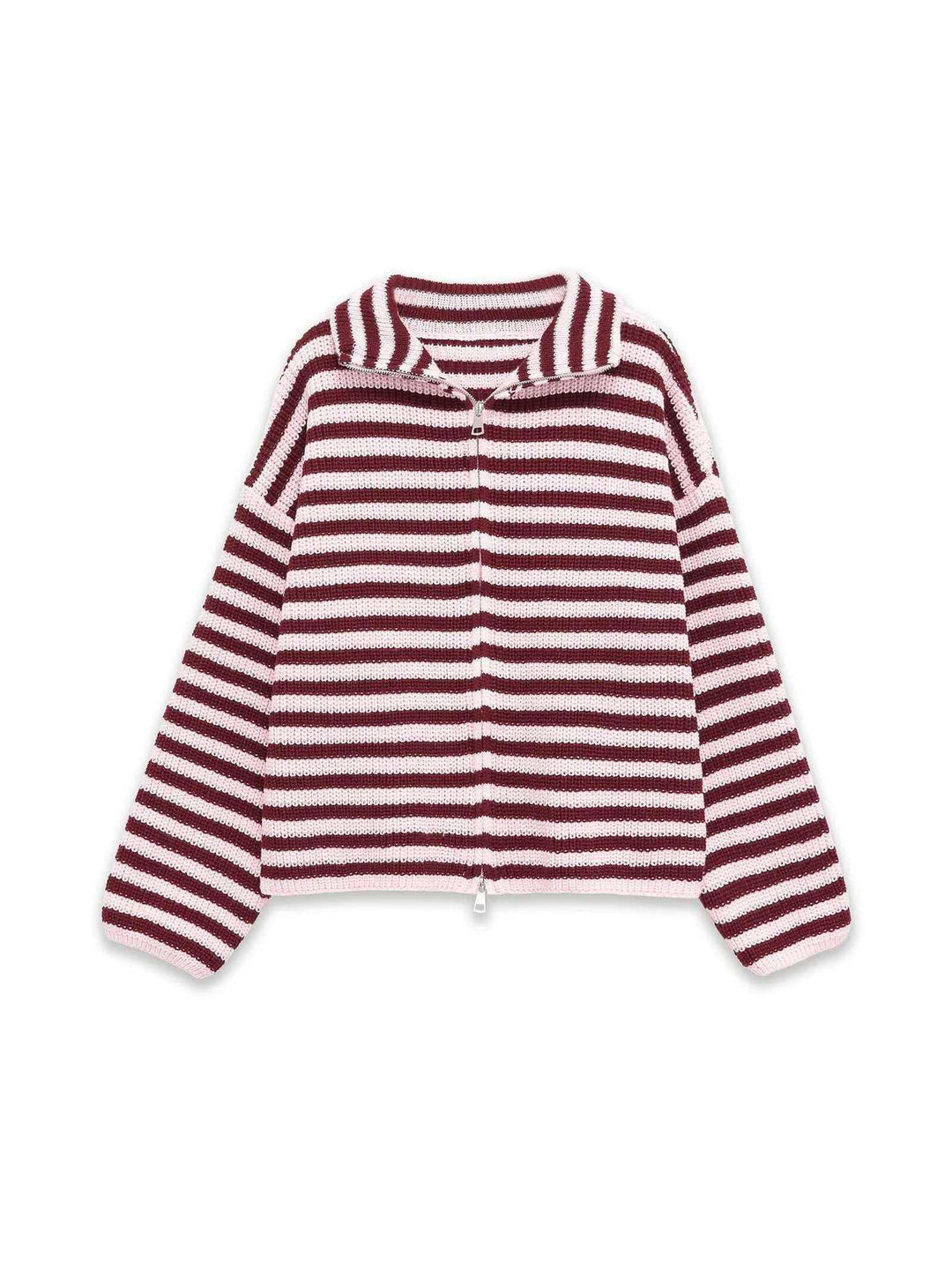 Cardigan rayé pour femmes avec capuche confortable et fermeture éclair Chic & Stil