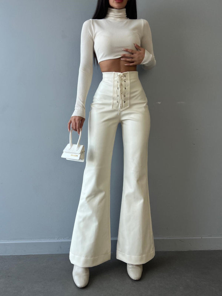 High-waisted pants for women with laces Lune London