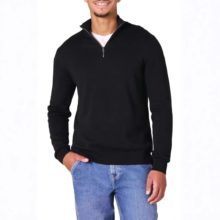 Men's sweater with half-zip and modern high collar Lune London