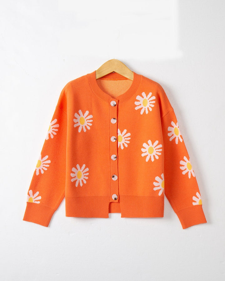 Knitted floral pattern jacket for women with short sleeves Lune London