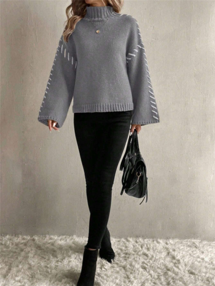 Knit sweater for women with wide sleeves and a high collar Lune London