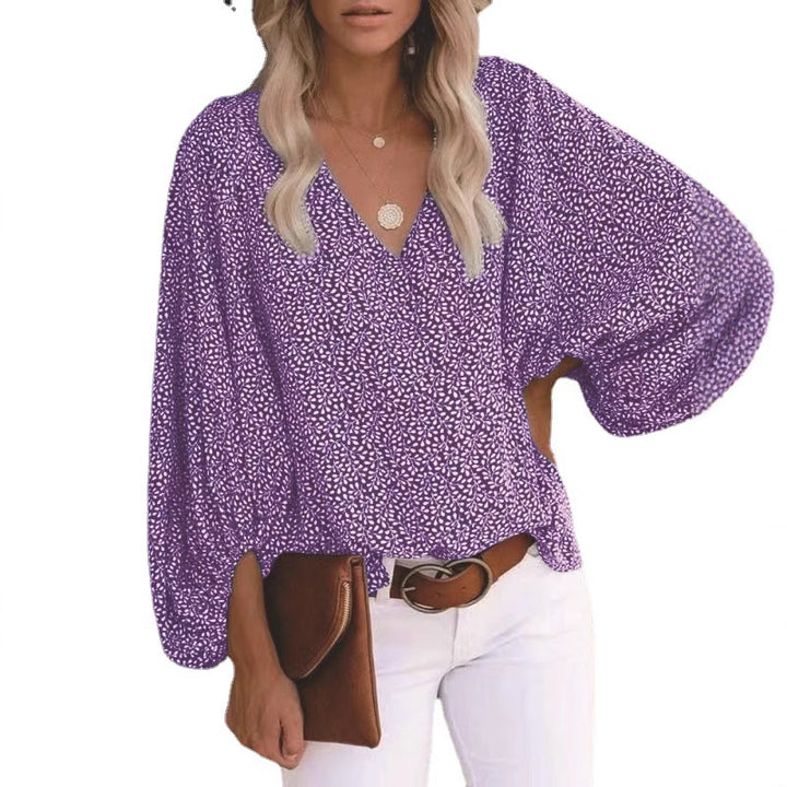 Blouse woman with wide sleeves and a floral pattern Lune London