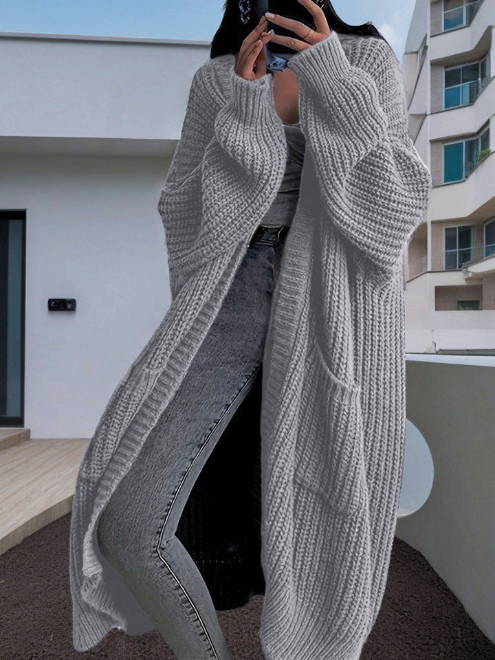 Ladies Long knitted cardigan with side pockets and relaxed fit Lune London