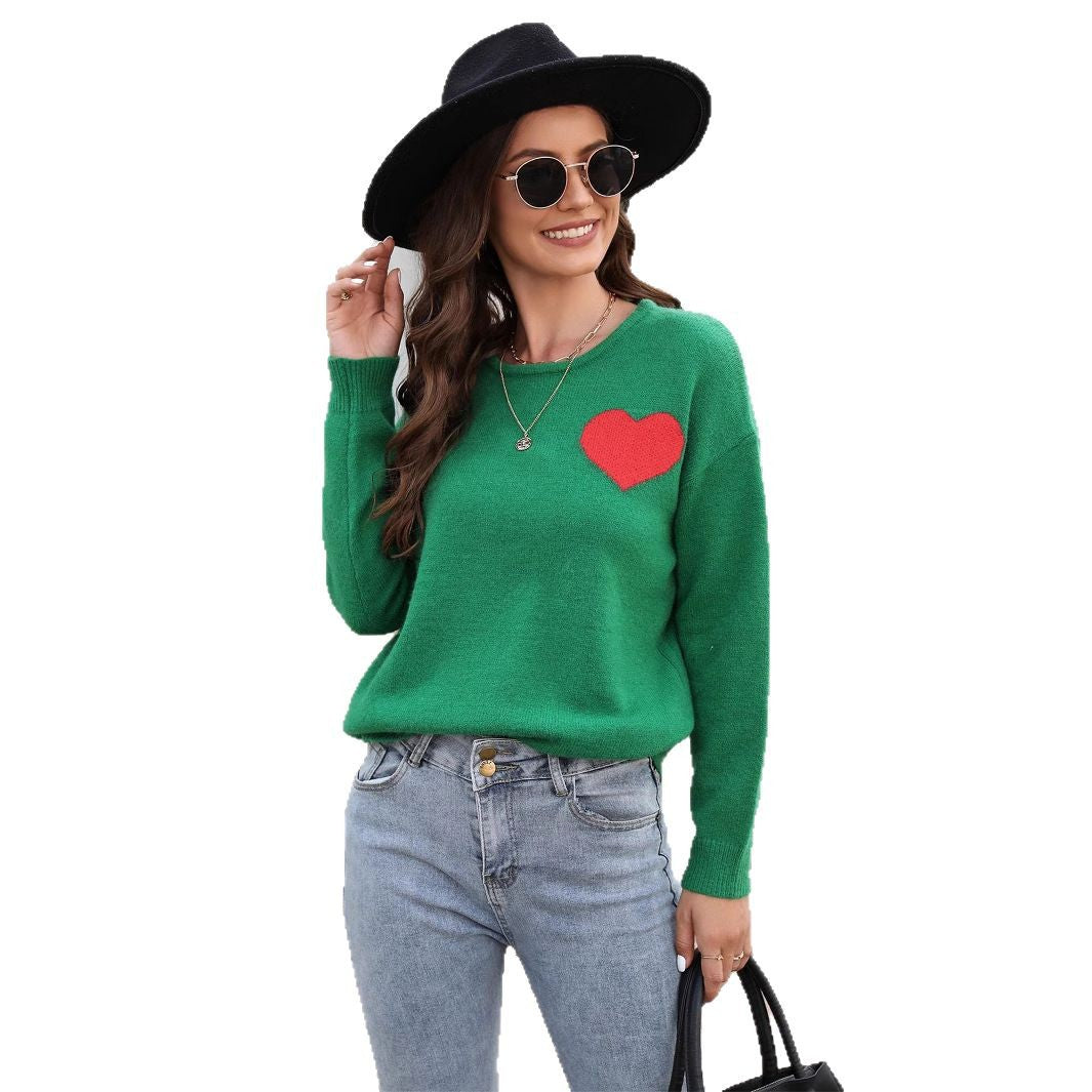 Pull doux pour femmes avec application en forme de cœur Chic & Stil