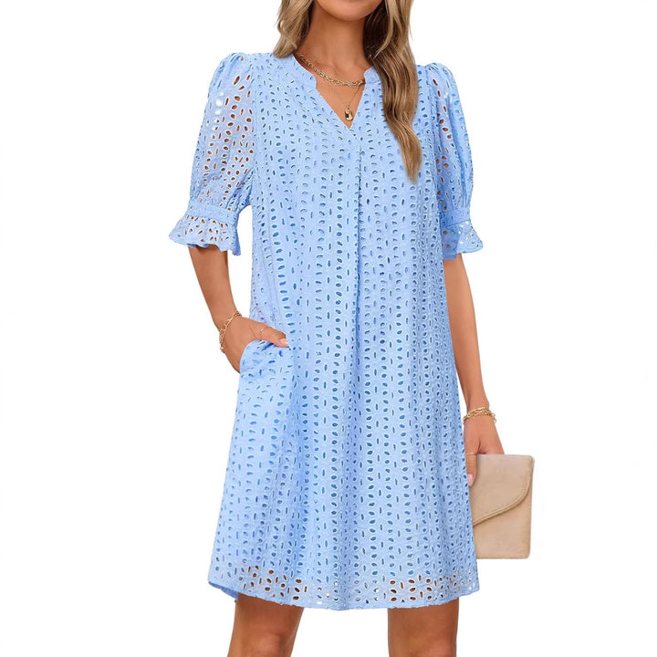 Fluid summer dress for women with elegant lace details Lune London