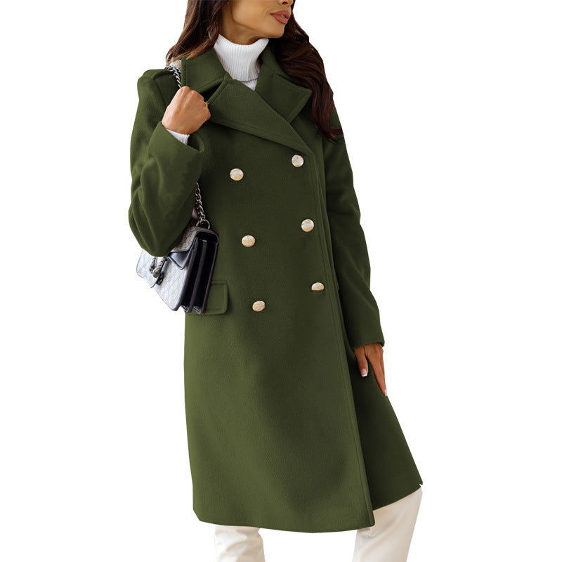 Ladies Elegant and Timeless Wool Coat with Double Row of Buttons Lune London