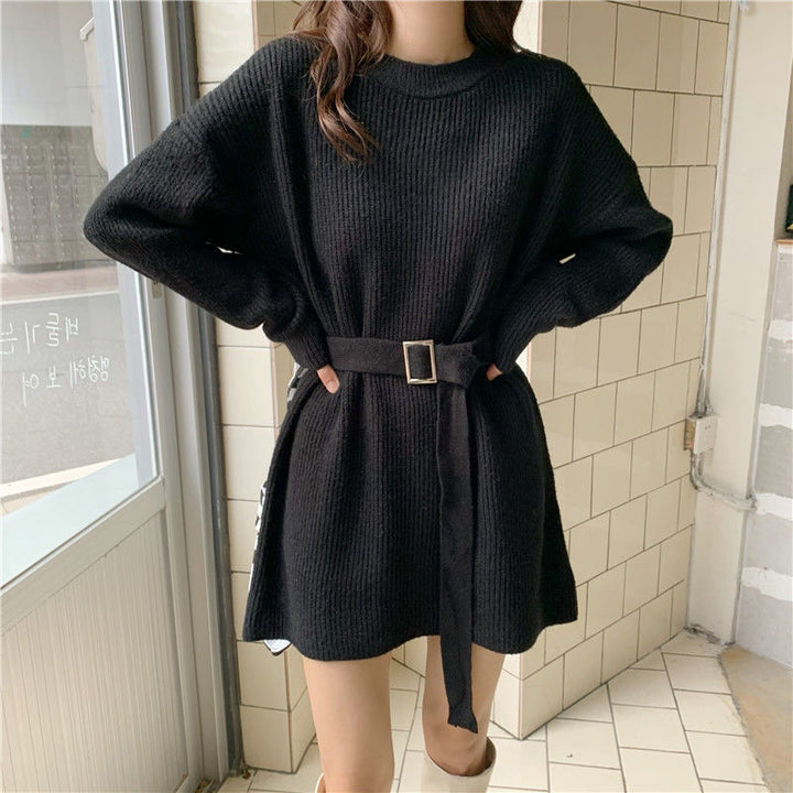 Robe en tricot pour femmes avec ceinture à la taille et coupe ample Chic & Stil