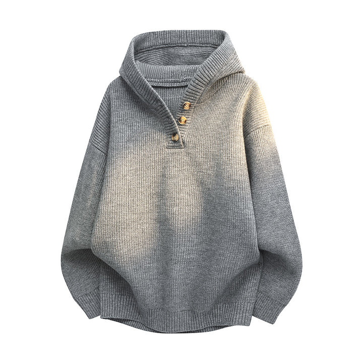 Knit sweater for women with half zip closure and decorative wooden buttons Lune London