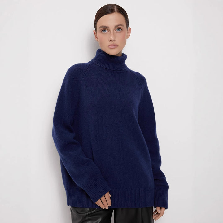 Pull femme confortable à col roulé en fine maille Chic & Stil