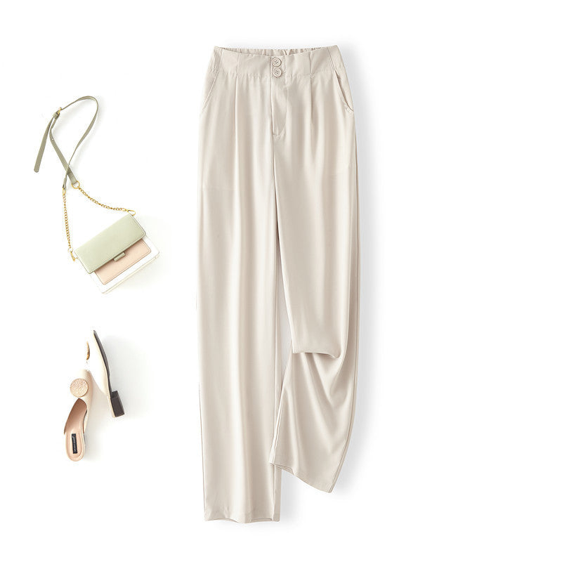 Women's Elegant Chino Pants with High Waist and Side Pockets Lune London
