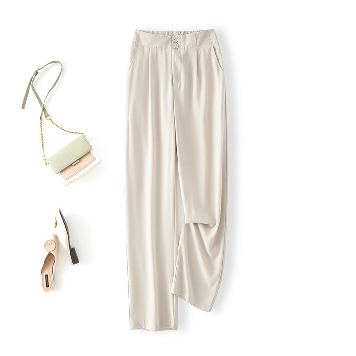 Women's Elegant Chino Pants with High Waist and Side Pockets Lune London