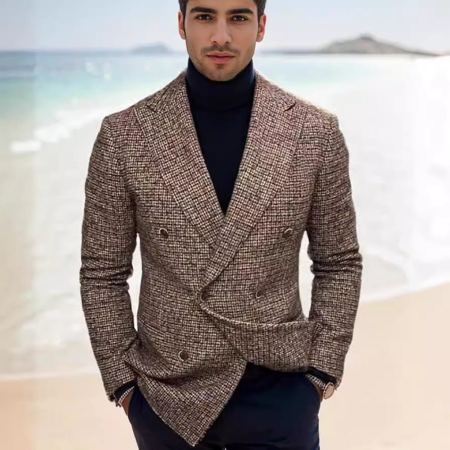 Elegant checkered blazer for men with double-breasted Lune London