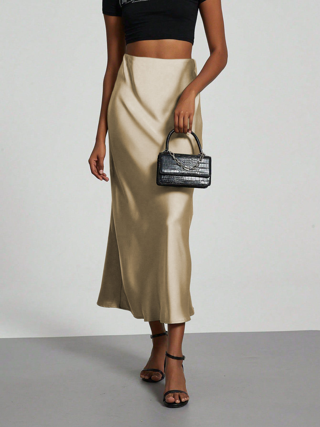Women Elegant and flowing Satin Maxi Skirts Lune London