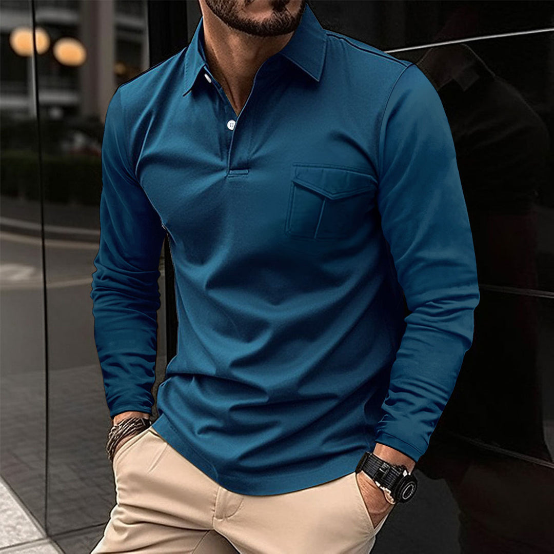 Casual long sleeve t-shirt for men with practical chest pocket Lune London