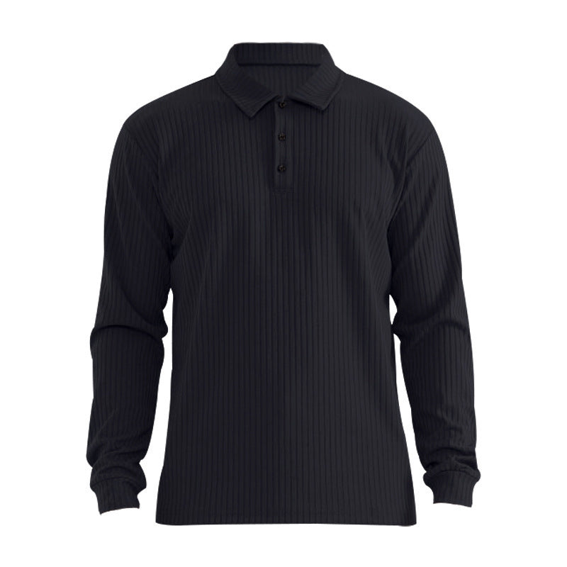 Long sleeve polo shirt for men with structured ribbed look Lune London