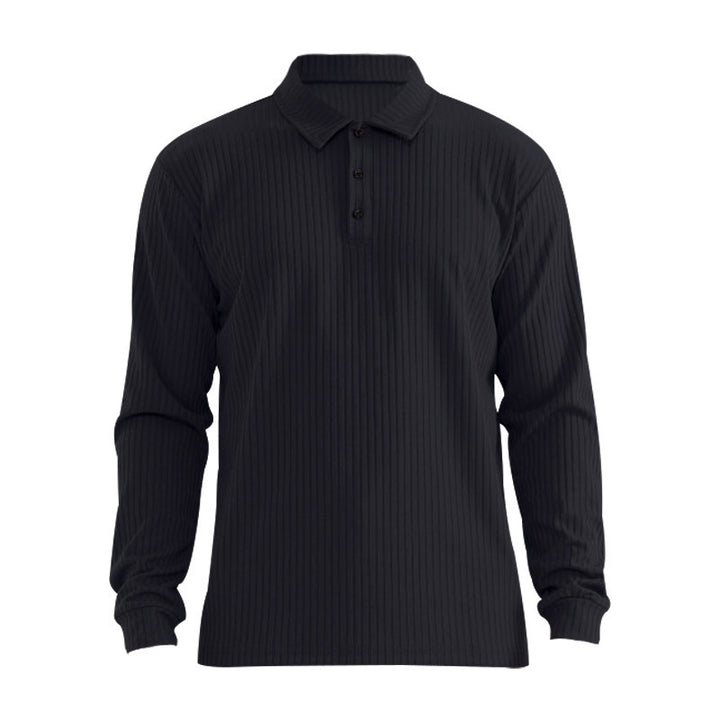 Long sleeve polo shirt for men with structured ribbed look Lune London