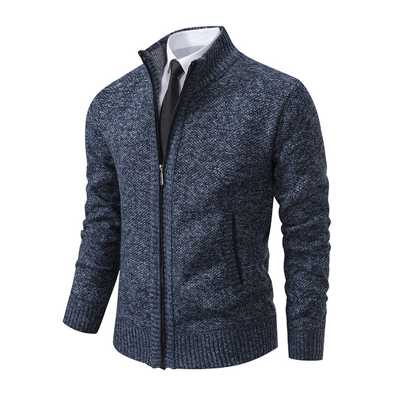 Men's knitted jacket with high collar and elegant zipper Lune London