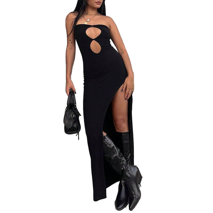 Robe maxi femme avec fente asymétrique et détails découpés Chic & Stil