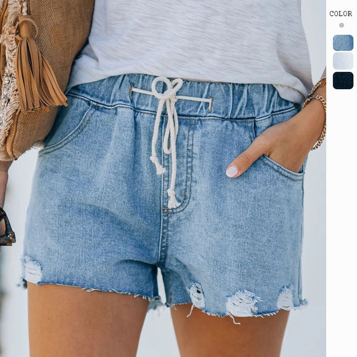 Pantalons décontractés pour femmes avec taille ajustable et effet déchiré Chic & Stil