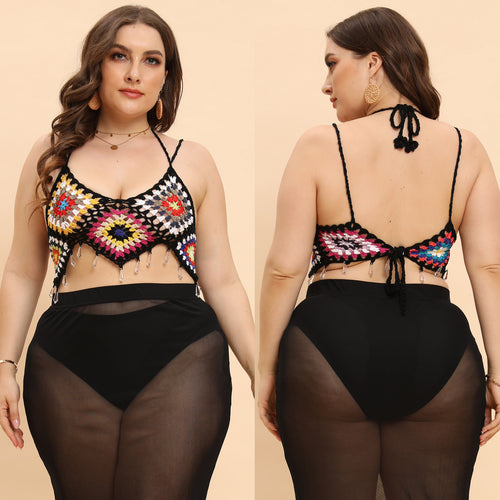 Crochet bralette for women with colorful bead accents Lune London