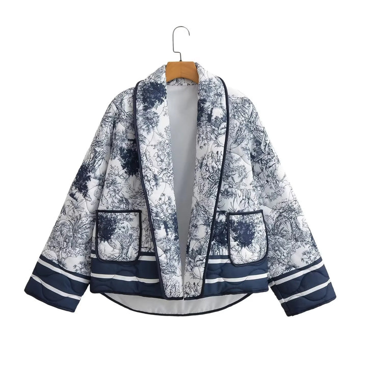 Women's down jacket with floral design and stylish pockets Lune London