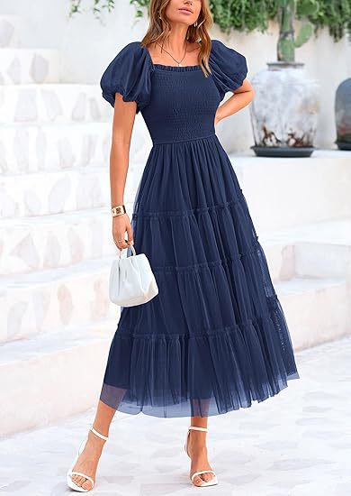 Maxi dress for women with voluminous sleeves and an off-shoulder design Lune London