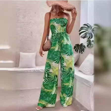 Lady Strapless Floral Wide Leg Jumpsuit Lune London