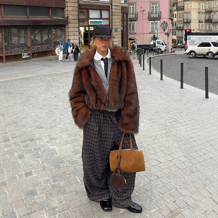 Ladies Chic and Stylish Faux Fur Jacket