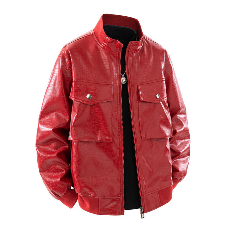Casual pilot jacket for men in shiny faux leather Lune London