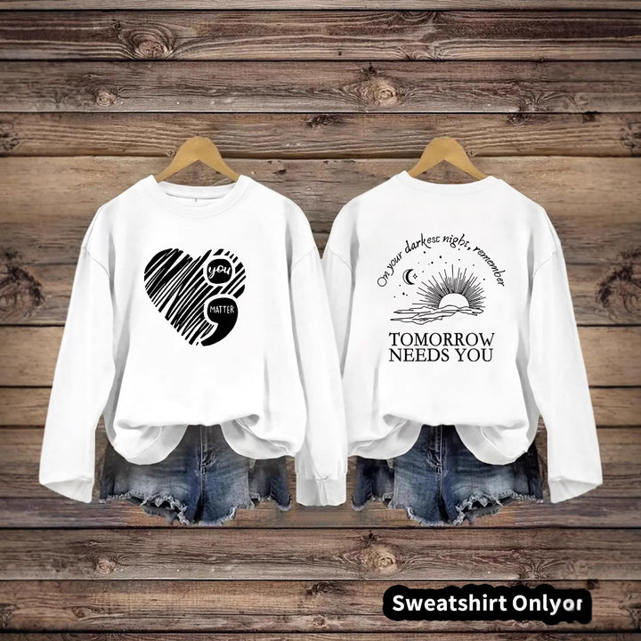 Sweatshirt femme avec impression inspirante et grand motif de coeur Chic & Stil