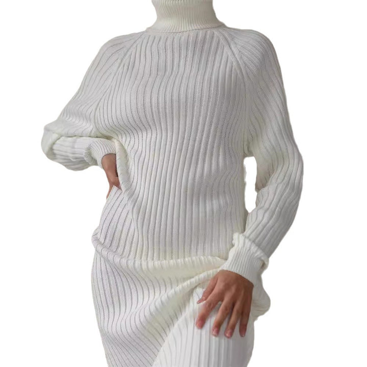 Knitted dress for women with high collar and long sleeves Lune London