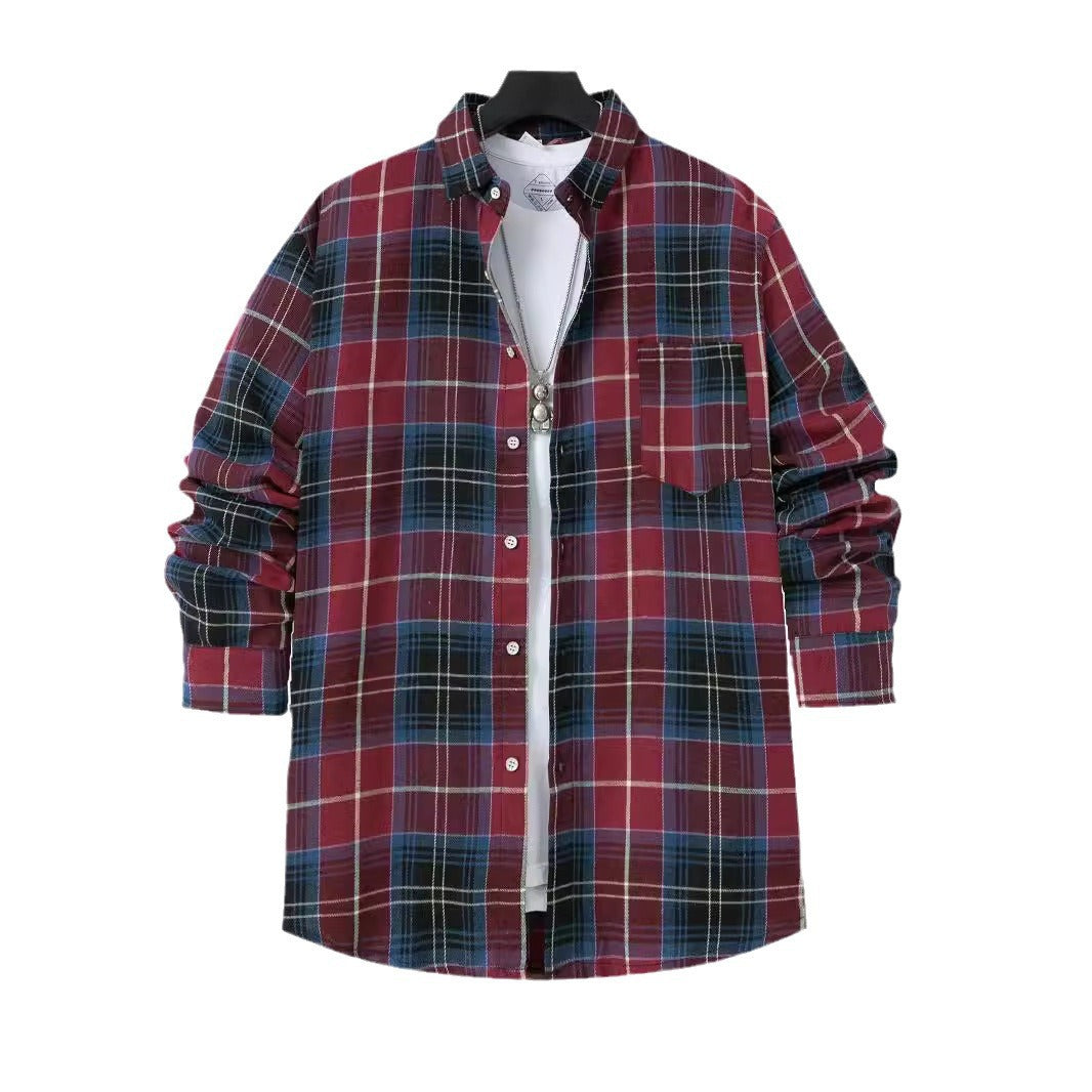 Plaid shirt for men with modern details and a practical chest pocket Lune London