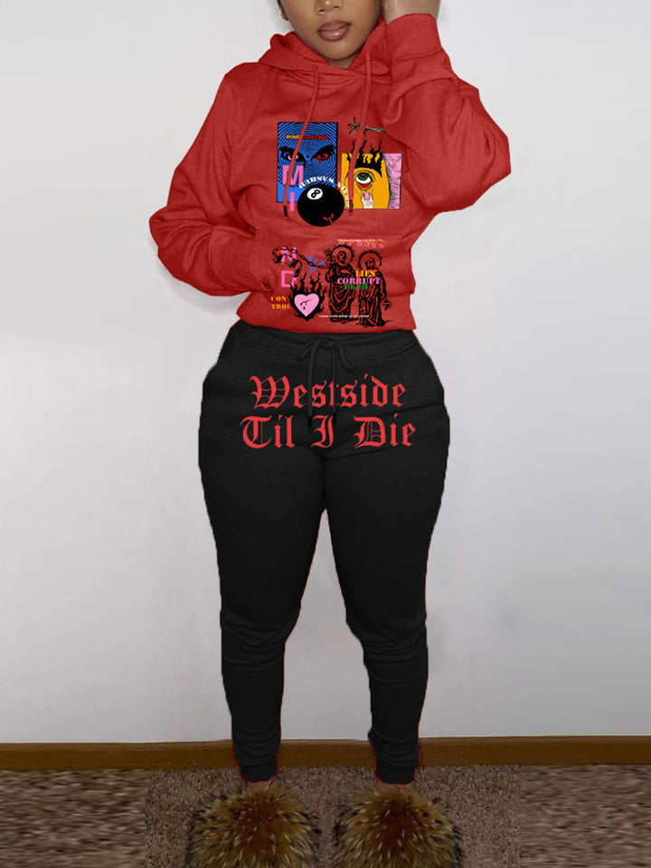 Hooded sweatshirt and jogging set for women with unique graphic inspiration Lune London
