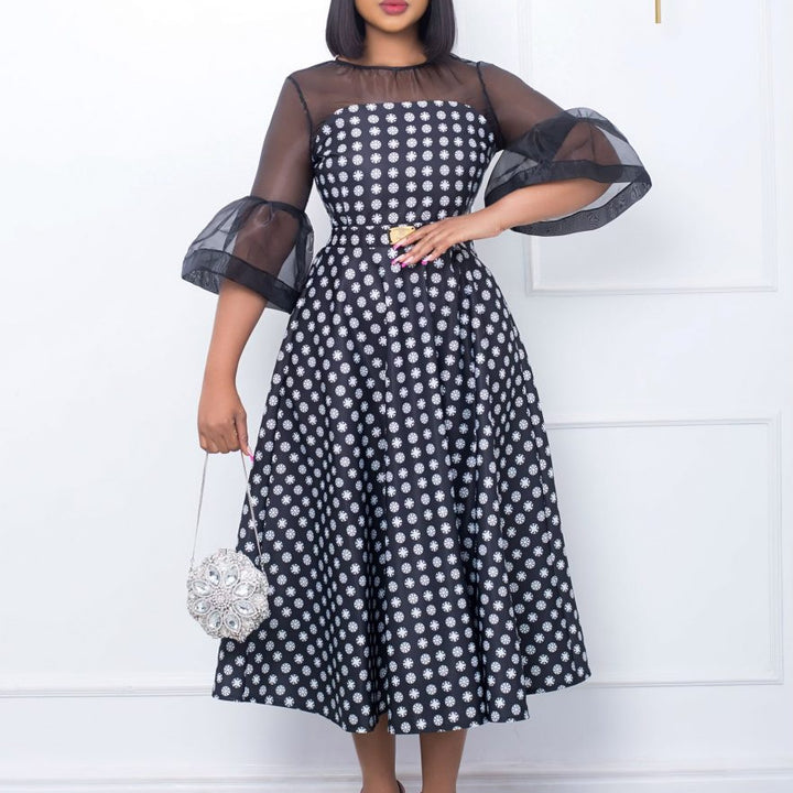 Floral dress for women with transparent sleeves Lune London