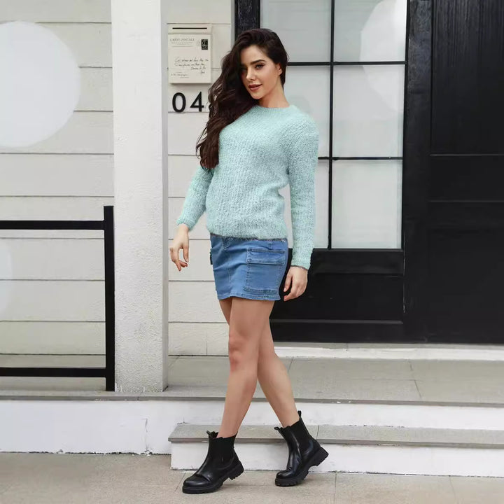 Ladies Comfortable Knit Sweater with Relaxed Fit and Fine Texture Lune London