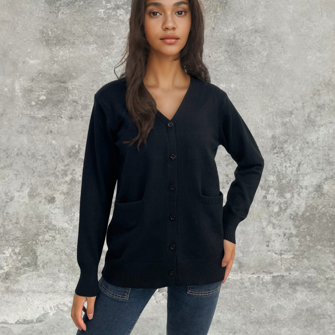 Women’s knit jacket with button closure and practical pockets Lune London