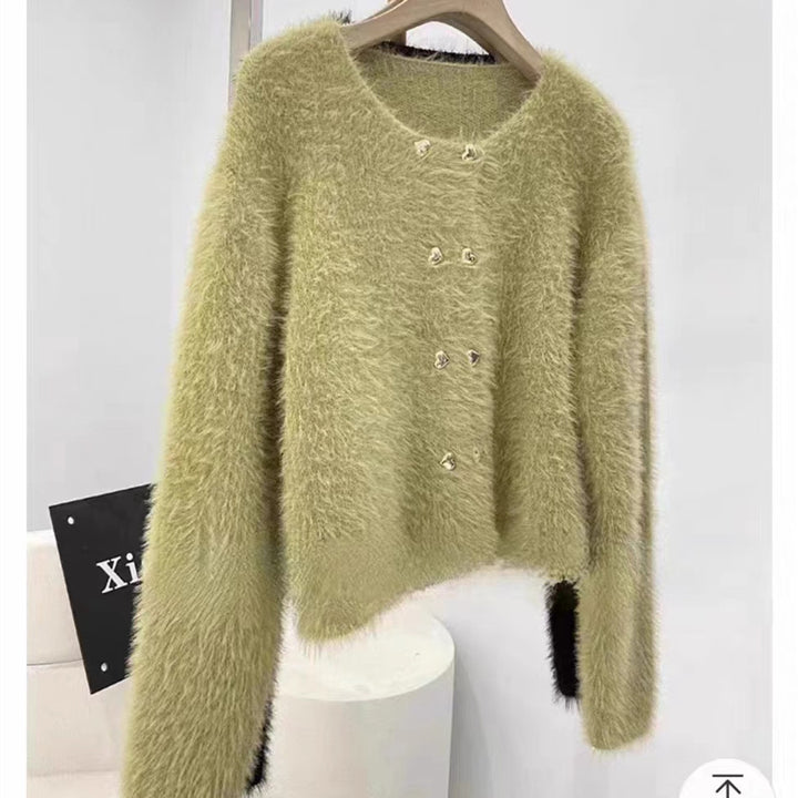 Cardigan Fluffy Femme avec Boutons en Cœur Chic & Stil