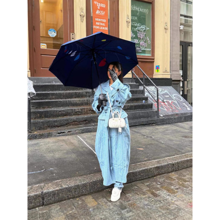 Trench coat for women with striped design and tie belt Lune London