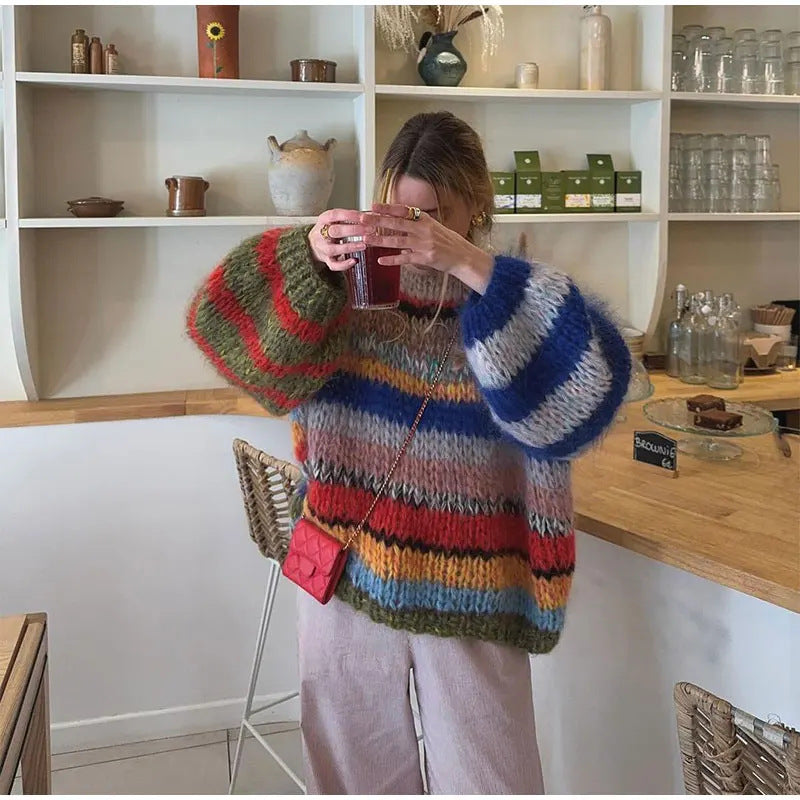 Cozy knitted sweater for women with a striking colorful design Lune London